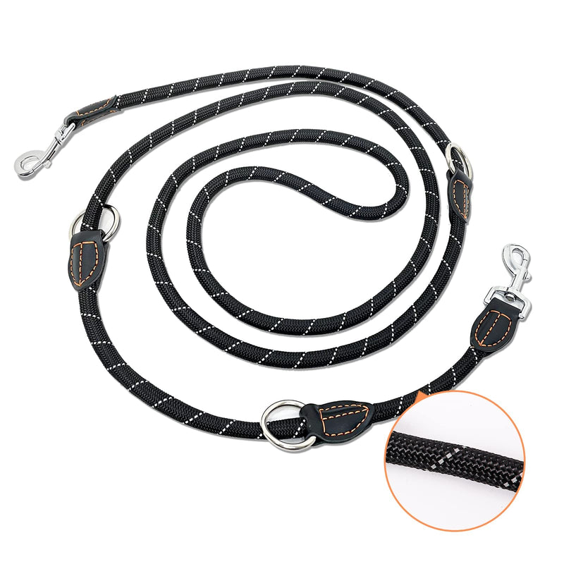 Trhillsbrad Dog Lead 3 m x 14 mm, Adjustable Dog Lead Large Medium Dog, Multifunctional Lead Double Lead Shoulder Lead Robust Black 1.4 cm - PawsPlanet Australia
