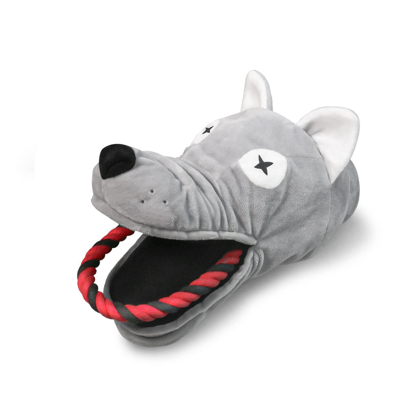Nocciola Interactive Plush Dog Toy, Filled Dog Rope Toys with Interactive Rope for Teething, Squeaky Dog Chew Toy for Small to Medium Dogs (Wolf) Hand Puppet Wolf - PawsPlanet Australia
