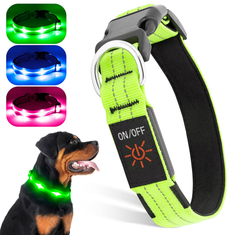 Visinite Rechargeable Dog Light Collar, Fully Adjustable, Waterproof LED Dog Light Collar Made of Neoprene, Glow in the Dark Dog Collar Luminous for Medium Large Dogs Walking at Night L Single LED Light Bulbs - Blue - PawsPlanet Australia