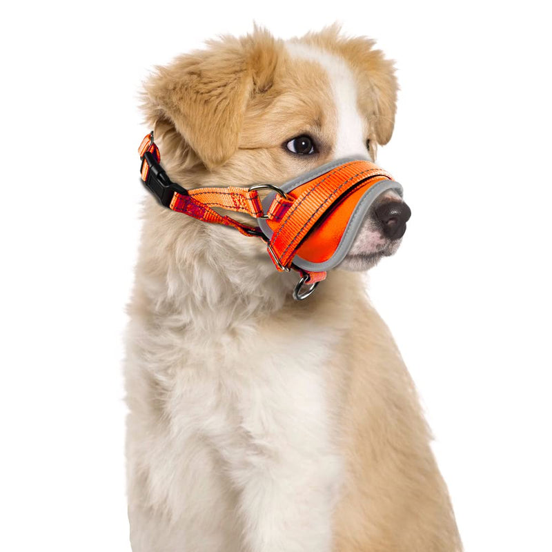 Nasjac Dog Muzzle, Soft Muzzle Medium Dogs to Prevent Biting Anti-Barking Stop Chewing Food Adjustable Dog Mouth Guard, Durable Small Large Dog Muzzles M Orange - PawsPlanet Australia