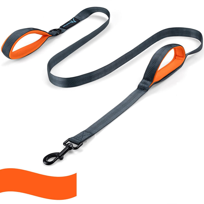 PuppyDoggy Dog Leash for Large and Medium Dogs 2 Padded Handles with Reflective Threads Durable Dog Rope Pet Leash 1.8m (Orange 1 Pack) (1.8mx 2.5cm) - Orange 1 Pack - PawsPlanet Australia