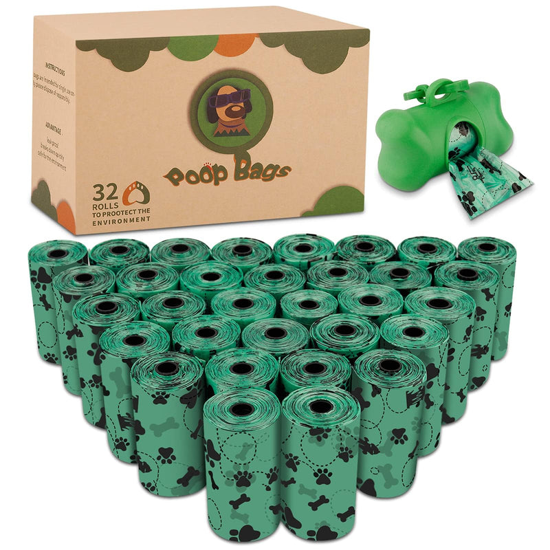 ROEXUN dog waste bags 32 rolls (640 bags) waste bags for dogs with 1 free dispenser, leak-proof and scented waste bags for dogs, green - PawsPlanet Australia