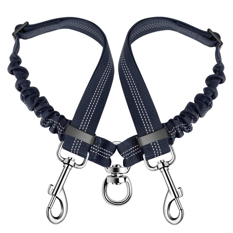 SlowTon Dog Leashes for 2 Dogs, Adjustable Double Leash for Dogs 360° Rotatable No Tangle Dog Leash Splitter with Reflective for Medium and Large Dogs Medium > 9kg blue - PawsPlanet Australia