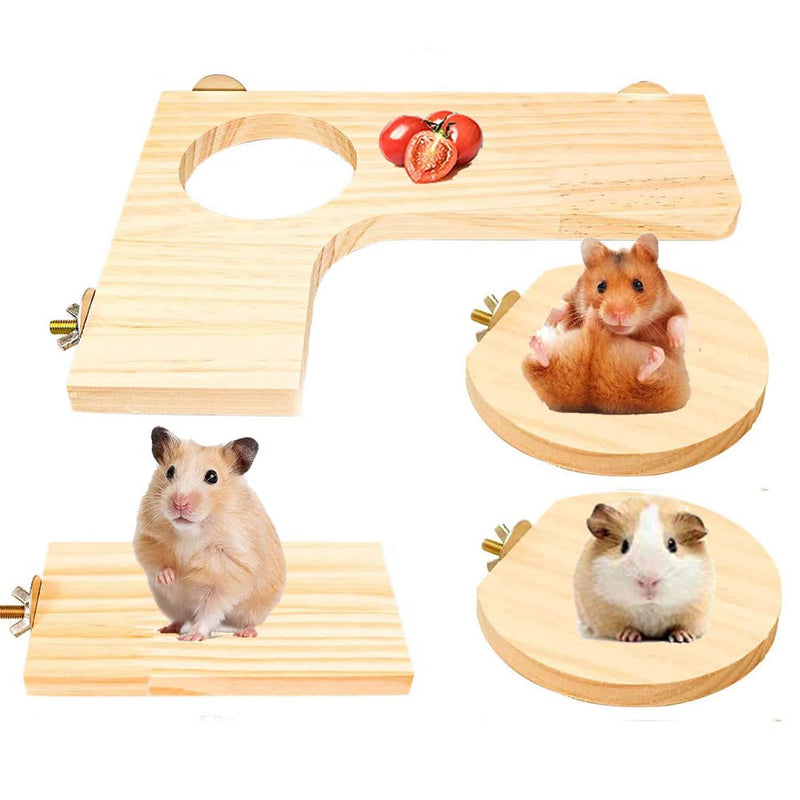 FDDD 4 pieces hamster toys, hamster accessories set, small animal toys, hamster cage accessories, hamster wooden springboards for small animals, hamster chinchilla parrot for the cage - PawsPlanet Australia