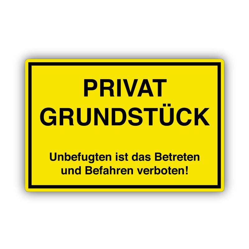 Private property - unauthorized persons are not allowed to enter or drive on. Sign 20x30cm made of sturdy hard foam board in 3mm thickness - with UV protection and weatherproof. Private property - no entry allowed, yellow, 1 piece - PawsPlanet Australia