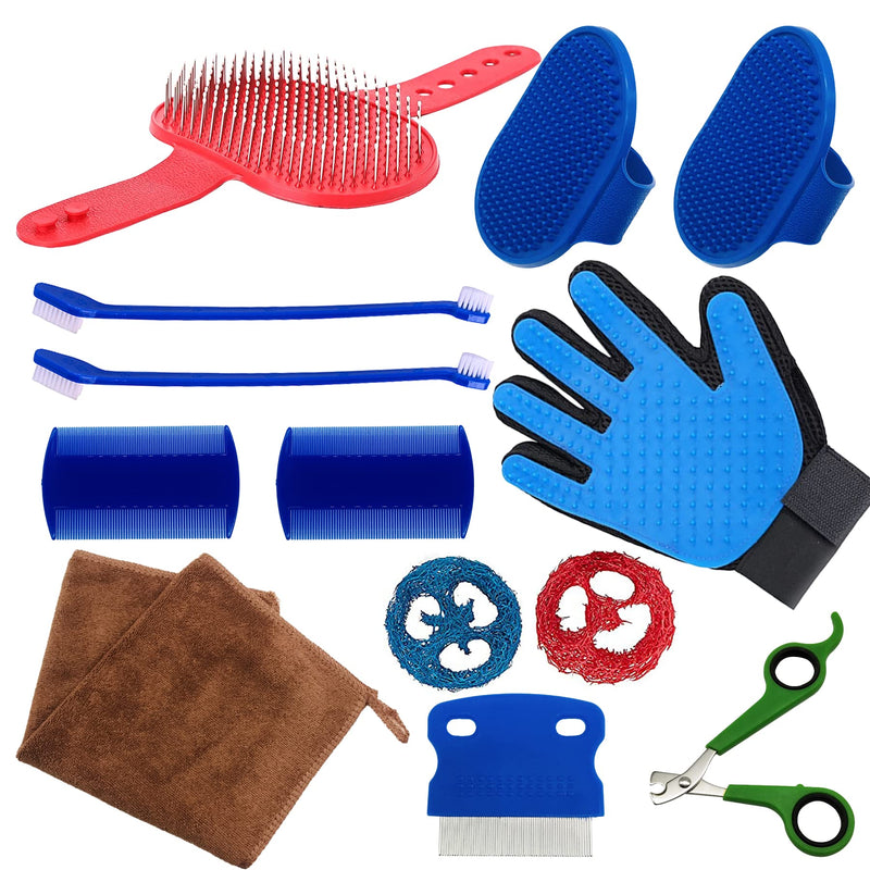 NA Allazone 13 piece rabbit care set, care set for small animals, nail clippers and trimmer pet, small animal massage brush, double-sided comb and toothbrush for rabbits, hamsters (style 1) style 1 - PawsPlanet Australia