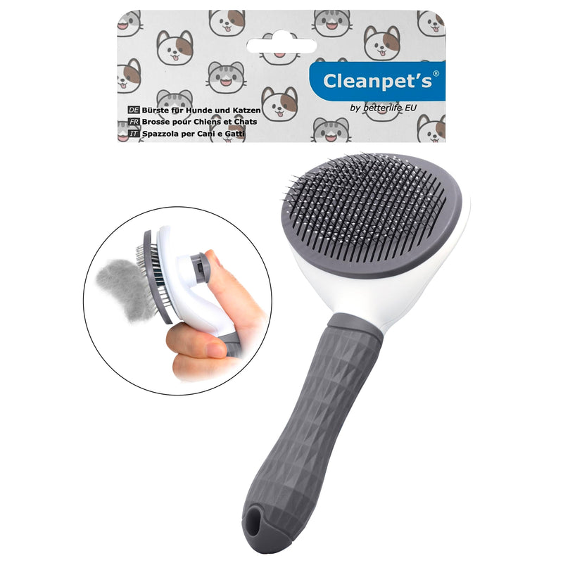 Cleanpet's dog brush and cat brush for cats, dogs and puppies with short and long hair, self-cleaning animal hair brush, removes undercoat, gray - PawsPlanet Australia