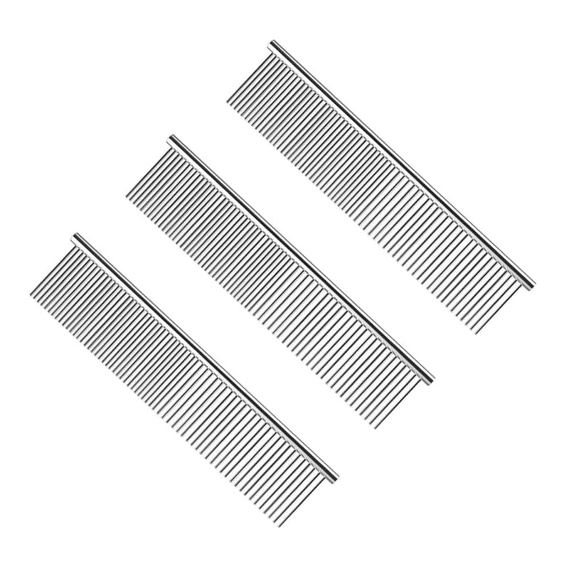 Dtoterul Dog Comb Long Hair 3 Pieces Comb Dog Stainless Steel Pet Comb Pet Comb Dog Metal Dog Comb Pet Steel Comb with Rounded Ends Stainless Steel Teeth Stainless Steel Dog Grooming Combs - PawsPlanet Australia