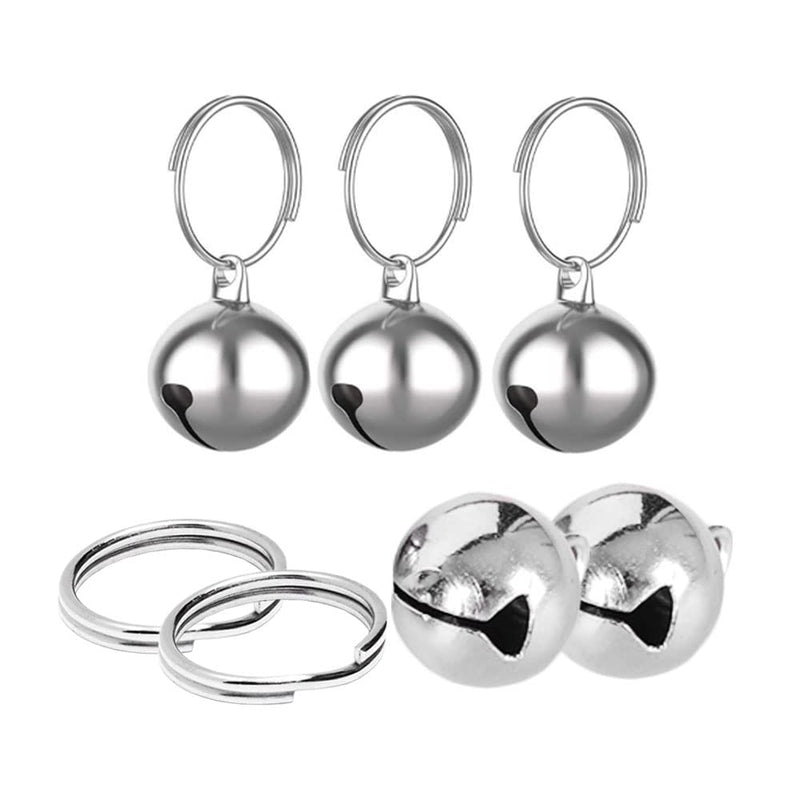 Pamtns Silver Bells Pack of 5 Bells Silver Dog Bell Hunting Silver Jingle Bells Bells Dog Bells Key Rings Metal Bell Dog Bell for Dogs Collar Decor - PawsPlanet Australia