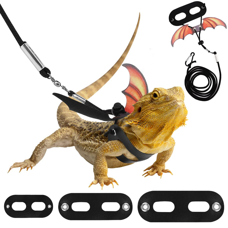 Pawaboo Pet Harness, 3 Leather Bearded Dragon Lizard Harness Hammock Set Adjustable Outdoor Harness Leash for Small Pets Lizard Reptiles - Gradient Yellow - PawsPlanet Australia
