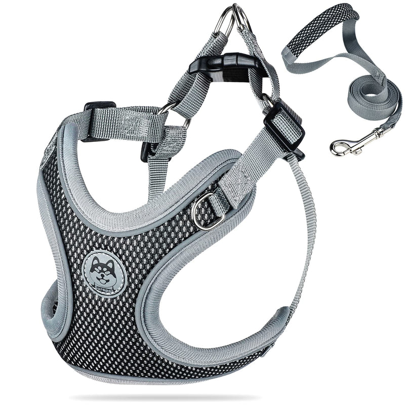 Coolzon Dog Harness Medium Dogs Breathable Chest Harness Adjustable Anti Pull Harness Reflective Safety Harness Running Walking Jogging Black (M) M - PawsPlanet Australia