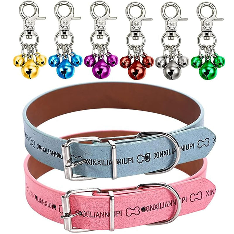Collar Bell for Dogs and Cats, Guador Pet Bell Collars Genuine Leather Dog Collar for Large Medium Dogs Classic Dog Bell Collar Charm Pet Dog Cat Decoration 8pcs - PawsPlanet Australia