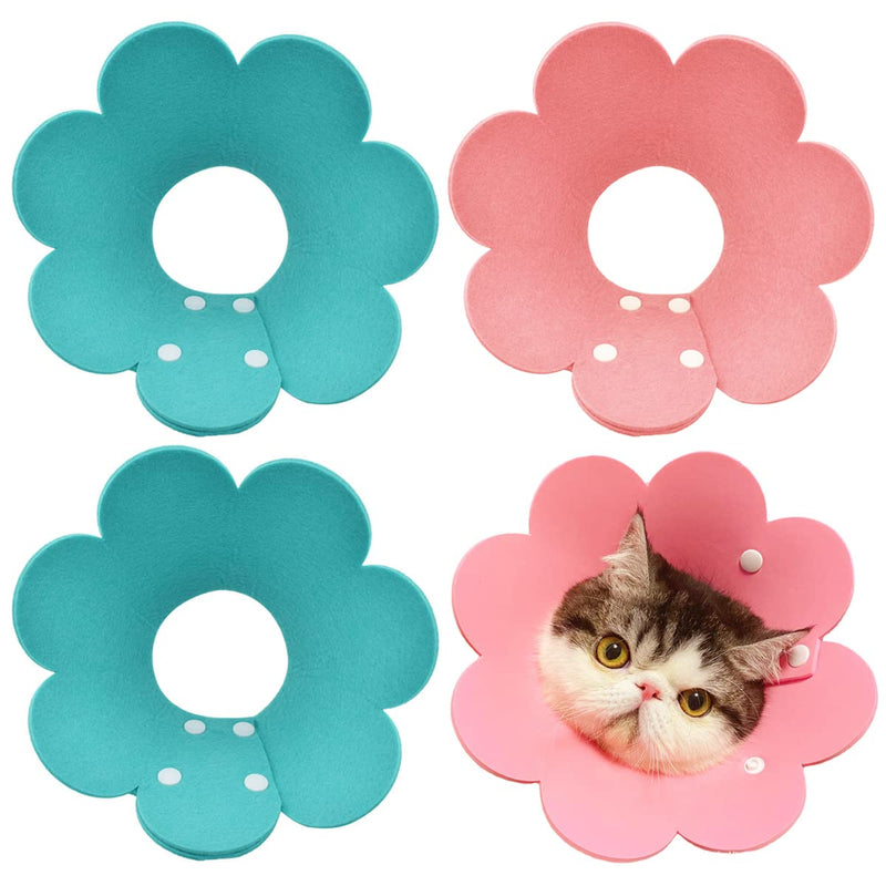 Qixuer Cat Neck Collar, Pack of 4 Protective Collar Cat Collar Pink and Blue Cat Collar Protectors Are Used to Prevent Injuries Caused by Licking Wounds After Surgery - PawsPlanet Australia