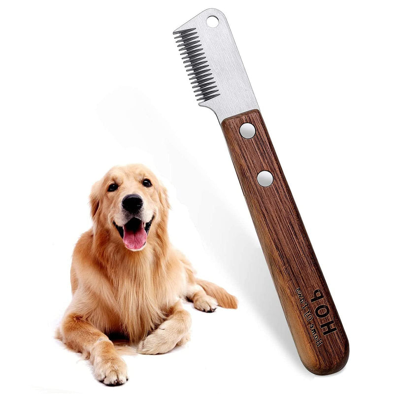 Lushly Dog Trimming Knife Pet Shaving Comb Grooming Accessories Combs Comb with Wooden Handle for Dogs Cats - PawsPlanet Australia