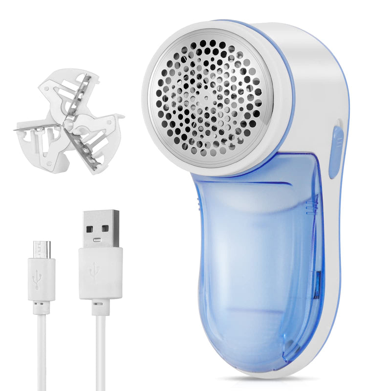 LEBEXY Lint Razor, Portable Electric Lint Remover with USB Rechargeable and 1 Replacement Blades for Various Fabrics (Blue) Blue - PawsPlanet Australia