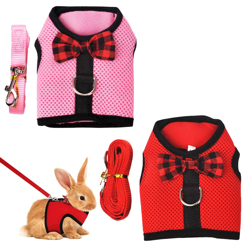 Rabbit harness, adjustable rabbit leash, rabbit harness, rabbit harness, mesh rabbit harness with leash, breathable rabbit leash for small animals, hamsters, guinea pigs, cats, pack of 2 - PawsPlanet Australia