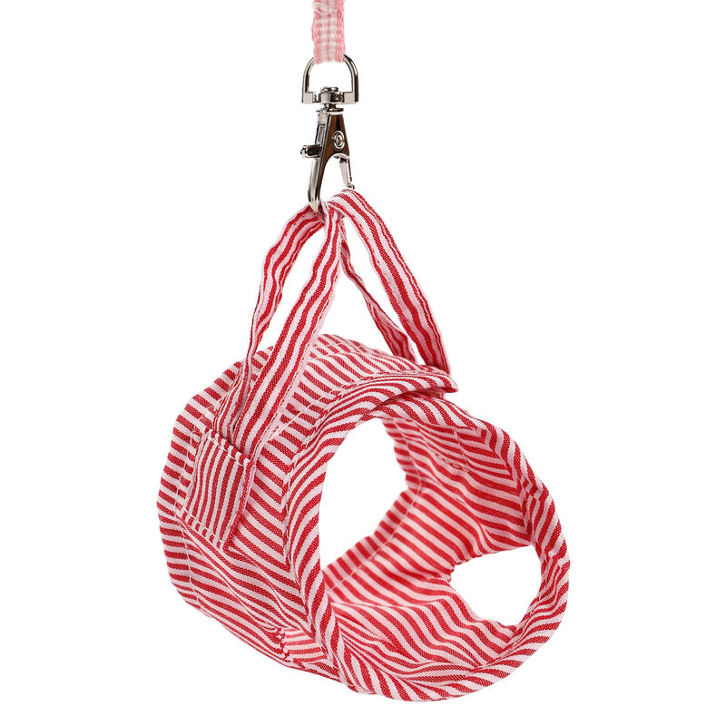 Outdoor harness with leash for small pets, adjustable striped vest, chest strap, safety harness, lead rope for guinea pigs, ferrets, Dutch pig etc. Red size S - PawsPlanet Australia