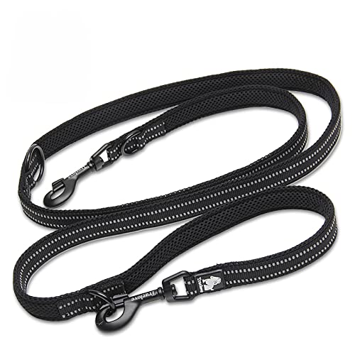 WINHYEPET True Love 7 in 1 Multifunction Adjustable Dog Leash Hand Free Pet Training Leash Nylon Reflective Comfortable Multipurpose Dog Leash TLL2411 (Black, M) Black - PawsPlanet Australia