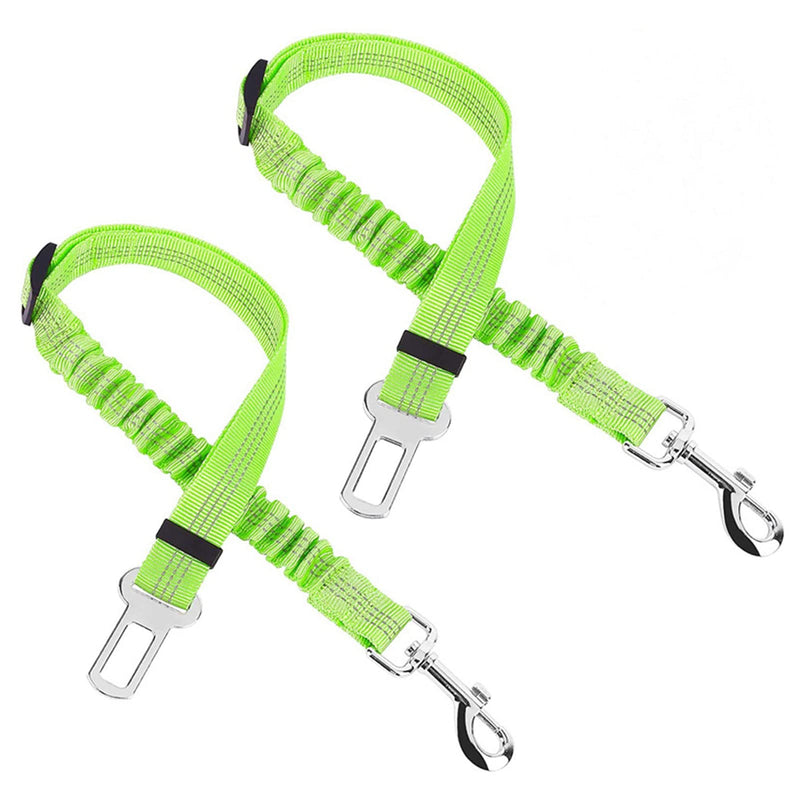 Greyoe Car Seat Belt for Dogs, Dog Seat Belt, 2 Pieces Pet Dog Cat Seat Belt Adjustable Car Harness Shock-Absorbing Elastic Bungee Buffer (Fluorescent Green) - PawsPlanet Australia