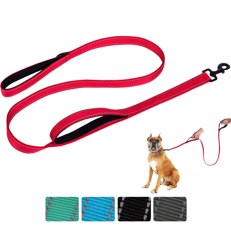 Aepeasti Dog Leash for Medium to Large Dogs with Two Padded Handles 5FT/6FT, Double Handle Dog Leash, Reflective Training Leash, Durable Traffic Leash 6FT Red - PawsPlanet Australia