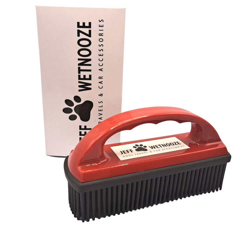 Jeff Wetnooze Silicone Brush Red, Lint Brush and Pet Hair Remover for Upholstery, Car Seats, Carpets and Clothing Plus Grooming (Red) - PawsPlanet Australia