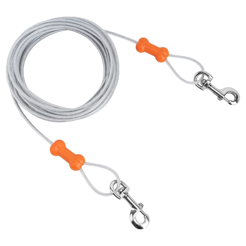 petphabet 20ft cable leash for dogs up to 45kg, pet tie-out leashes, tie-out cable heavy duty dogs chain leashes for dogs 6 silver small - PawsPlanet Australia