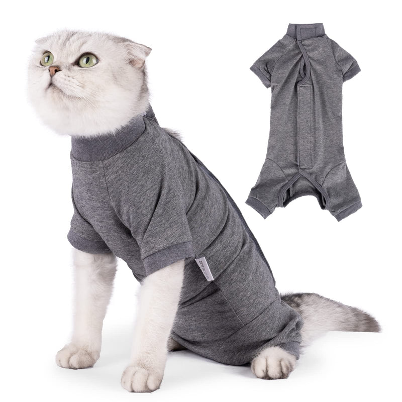 LIANZIMAU Cat Bodysuit After Surgery Cat Bodysuit for Cats Surgery Long Sleeve One-Piece Cat Clothing E-Collar Alternative L (Pack of 1) Grey - PawsPlanet Australia