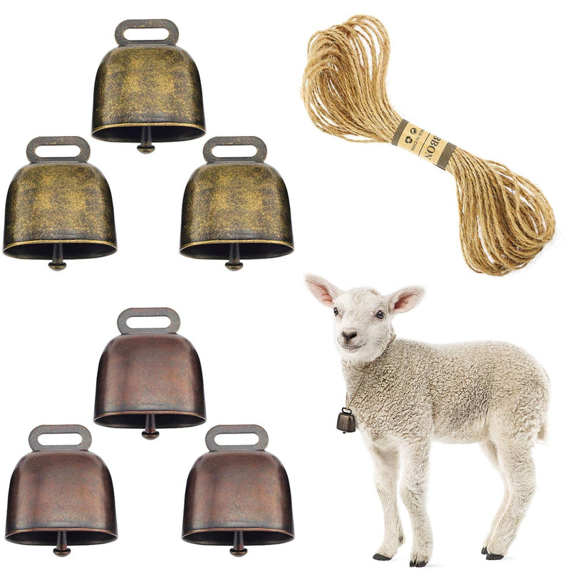 Lucywey Pack of 6 cow bells, small pasture bells, copper bells with 10 m long rope for farm animals - PawsPlanet Australia