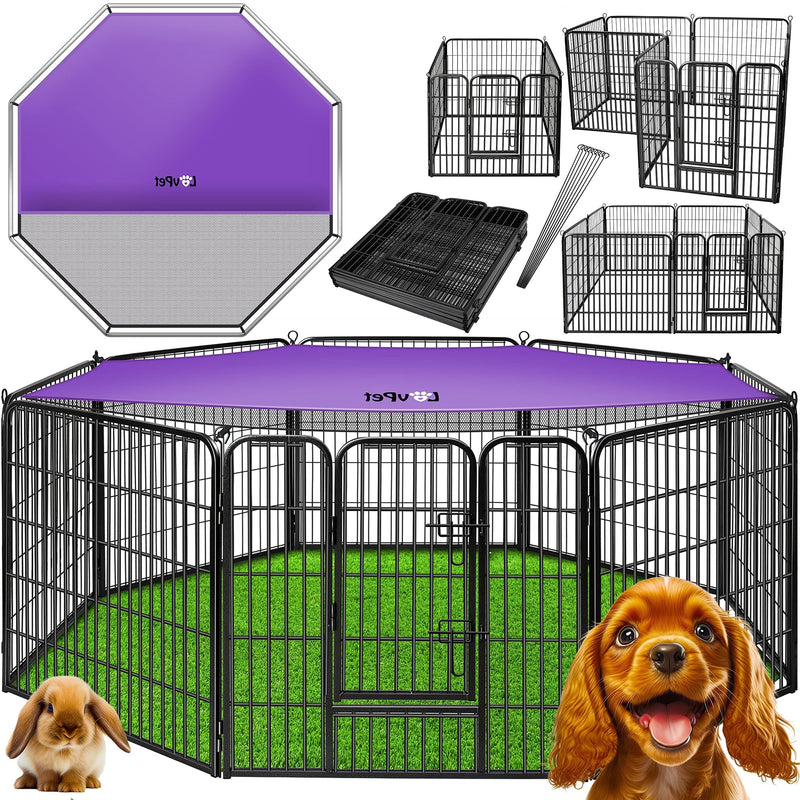 LovPet Puppy Playpen Outdoor Run Puppy Run Dog Playpen Animal Playpen Dogs with Door and Weatherproof Playpen for Dog Cat Puppy Rabbit Guinea Pig XXL with Protective Tarpaulin XXL (with Protective Tarpaulin) - PawsPlanet Australia