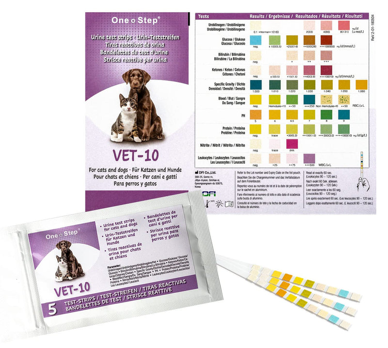 One+Step health test (urine) for cats and dogs 5 pieces - rapid test for checking 10 health values 5 pieces. - PawsPlanet Australia