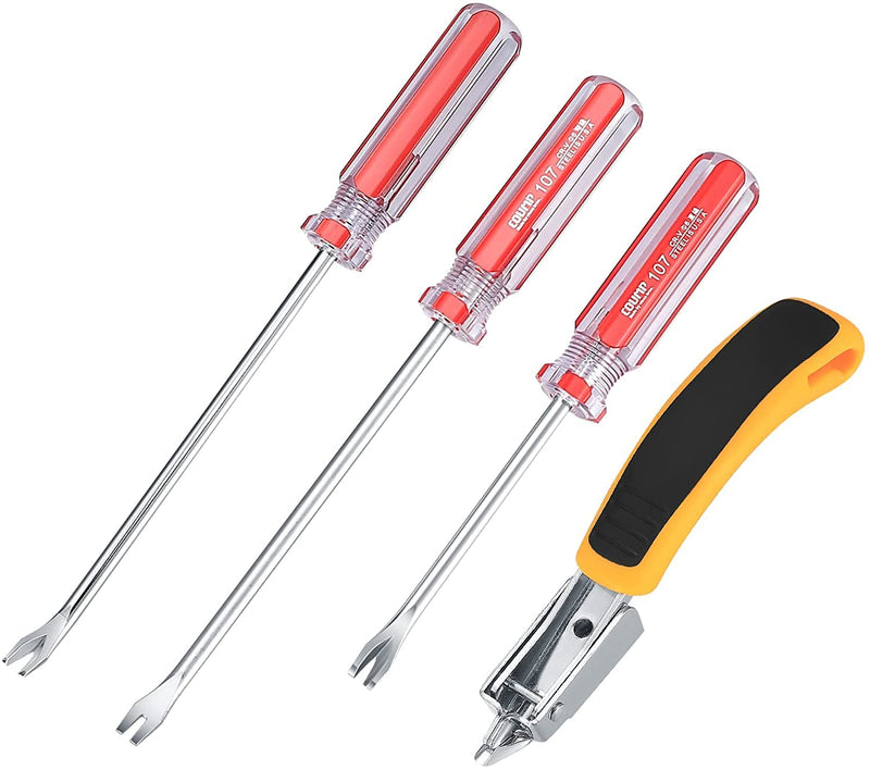 Pack of 4 staple remover with tack puller tool, upholstery construction nail puller remover tool, upholstery remover - plastic handles - PawsPlanet Australia