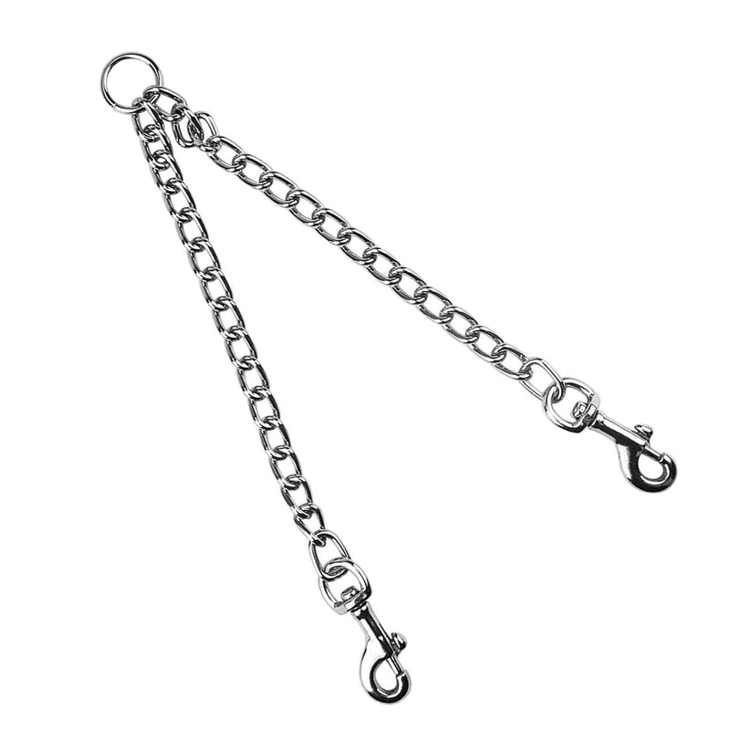 Metal Double Dog Leash Dog Leash Double Leash for 2 Dogs, 60 cm Double Dog Heavy Duty Steel Chain Lead Hiking Leash Double Metal Leash for Dogs Double Leash for Two Dogs Chain - PawsPlanet Australia
