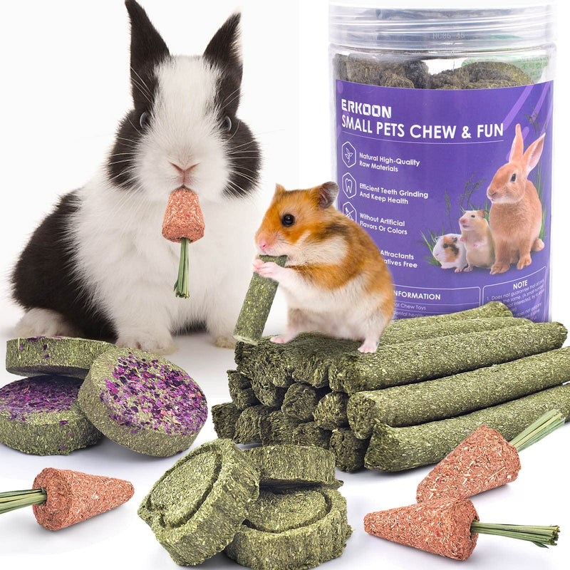 ERKOON Pack of 24 250g Rabbit Toys, Timothy Hay Sticks Carrots Rose Grass Cake Dental Care Molar, Chinchillas Toys Chew Toys for Rabbits, Guinea Pigs, Hamsters, Chinchillas - PawsPlanet Australia