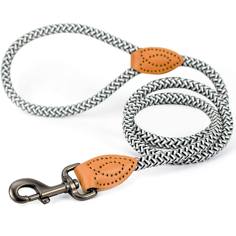 ne&no® dog leash (black/white/gray) rope leash for dogs I training leash for dogs I round lead, braided I hand loop rope leash dog I city leash I 1.2m dog leash black / white / gray - PawsPlanet Australia