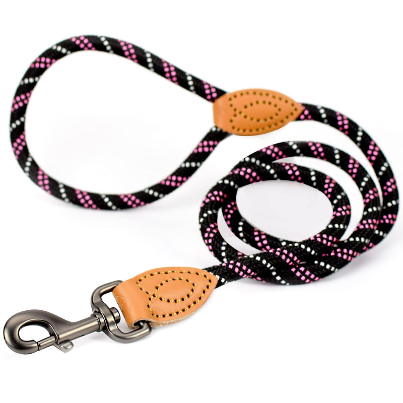 ne&no® dog leash (black/purple/white) rope leash for dogs I training leash for dogs I round lead, braided I hand loop rope leash dog I city leash I 1.2m dog leash black / purple / white - PawsPlanet Australia