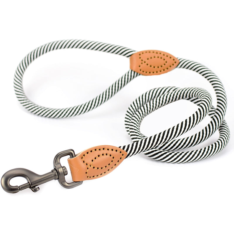 ne&no® dog leash (black/white) rope leash for dogs I training leash for dogs I round lead, braided I hand loop rope leash dog I city leash I 1.2m dog leash black / white - PawsPlanet Australia