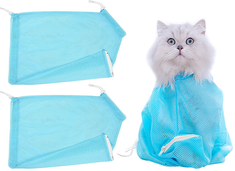 ETELIAR 2 pieces cat bathing bag, cat care bag, adjustable cat washing bag, multifunctional cat restraint bag, prevent scratching, biting for bathing, nail trimming - PawsPlanet Australia