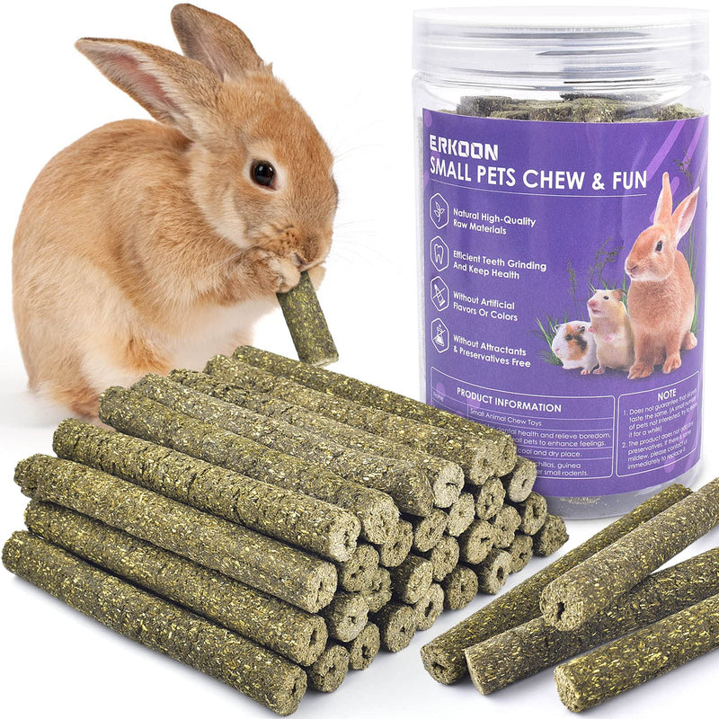ERKOON Pack of 38 Timothy Hay Sticks, Chinchilla Rabbit Guinea Pig Hamster Chew Snacks for Teeth, Treat Accessories 38 Pieces (Pack of 1) - PawsPlanet Australia