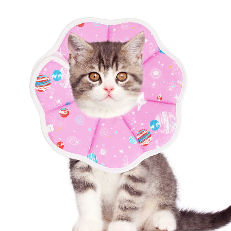 Cat Neck Brace, Adjustable Collar Soft Cone Recovery Protection Neck Brace for Pet S Fiber Pink - PawsPlanet Australia