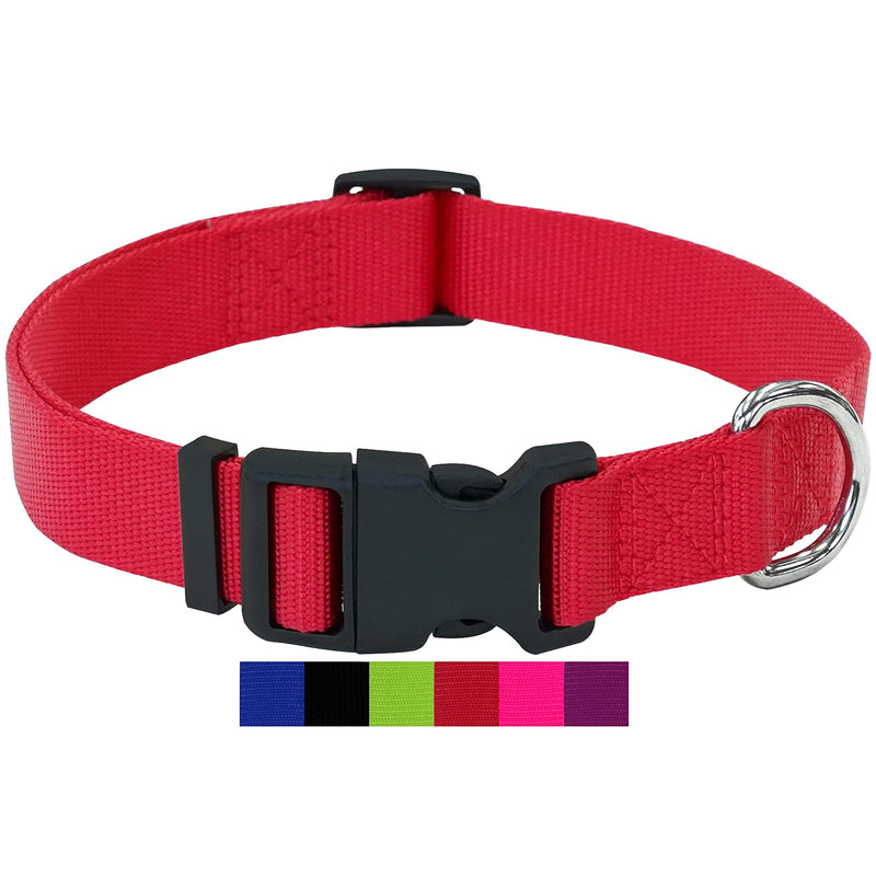 DEY - Premium dog collar nylon, adjustable, for small and large dogs, many colors and sizes, collar dog cat puppy, dog collars, cat collar, puppy collar, red, S [S] - 1.5 x 27 -37cm - PawsPlanet Australia
