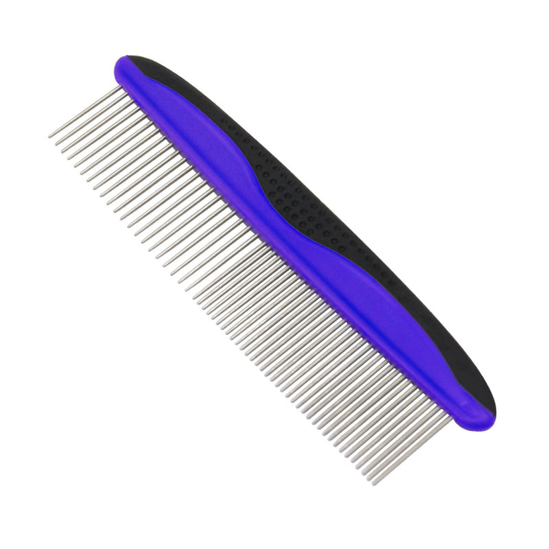 Metal Dog Comb Stainless Steel Pet Comb for Large, Medium and Small Dogs and Cats Dog Comb for Tangles Short Long Hair (Purple) Purple - PawsPlanet Australia