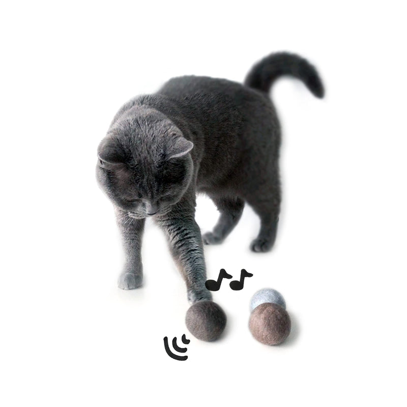 LucyBalu® felt balls with bells for cats | Cat toys | Felt cat balls | Cat toys made of wool | Natural toys for cats | Play balls for cats with bell | 3 pieces - PawsPlanet Australia