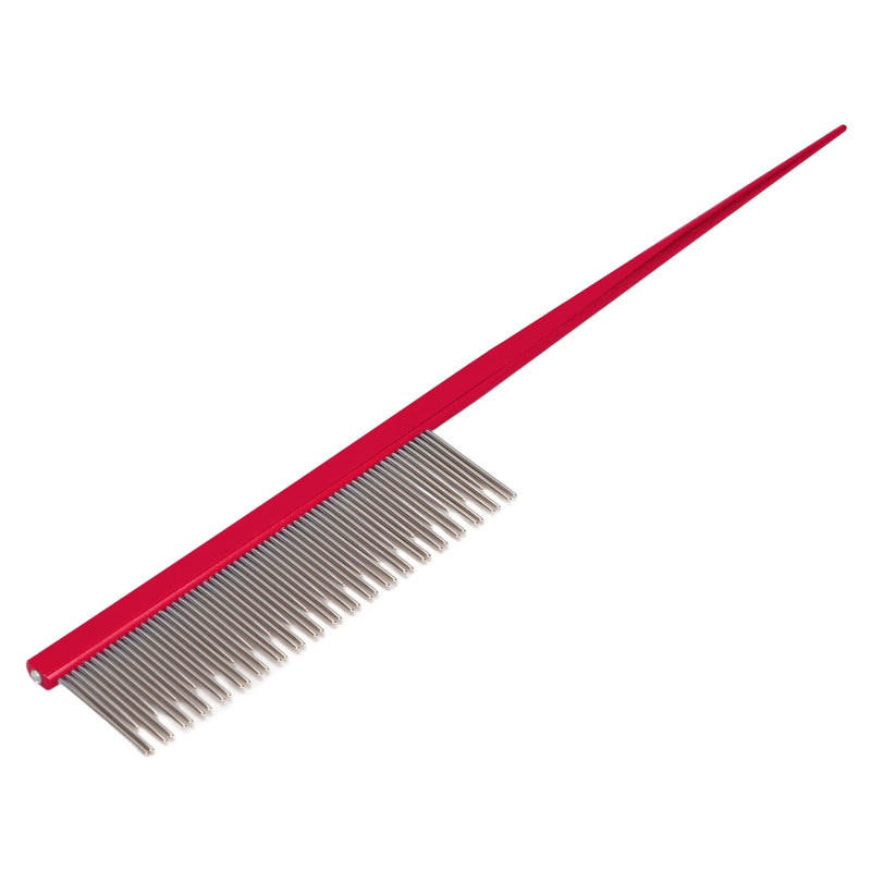 01 02 015 Pet hair comb, gentle static free, comfortable handle, effective dog comb with long and short stainless steel teeth for long-haired, short-haired dogs and cats, red - PawsPlanet Australia