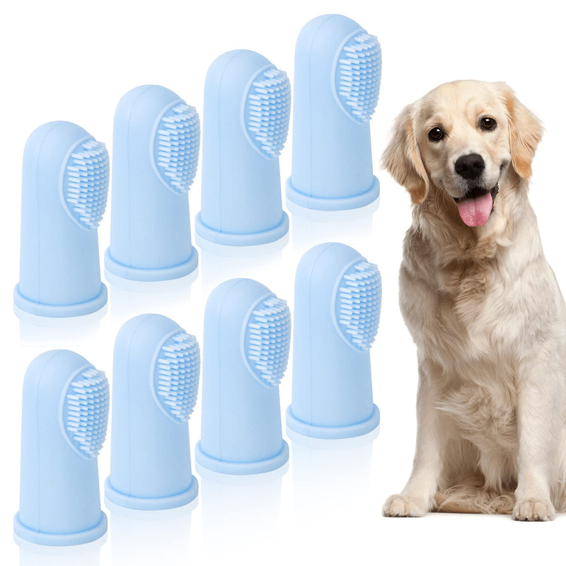 Dog Toothbrush Finger Toothbrush Silicone Pet Teeth Cleaning Toothbrush for Dogs Cat Dental Care Blue Pack of 8 - PawsPlanet Australia
