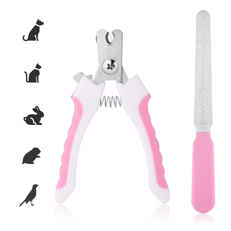 cobee Pet Nail Clippers, Dog Nail Files Nail Clippers for Dogs Professional Pet Trimmer with Guard and Safety Lock Claw Scissors for Dogs (Pink) Pink - PawsPlanet Australia