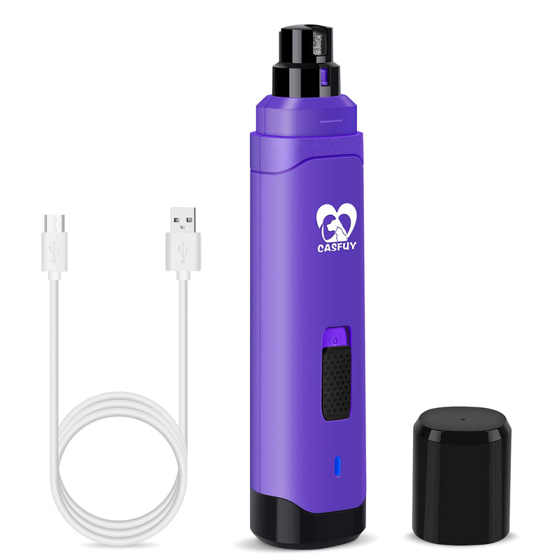 Casfuy Dog Claw Grinder - Professional 2 Speed Electric Rechargeable Pet Claw Trimmer, Painless Paw Grooming and Smoothing for Small Medium Dogs and Cats Purple - PawsPlanet Australia