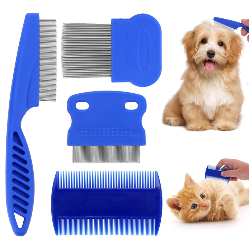 Cobee Dog Flea Lice Comb, Dog Cat Grooming Comb Pet Tear Stain Remover Combs Fine Tooth Care Removal Tool (4 Pieces) 4 Pieces - PawsPlanet Australia