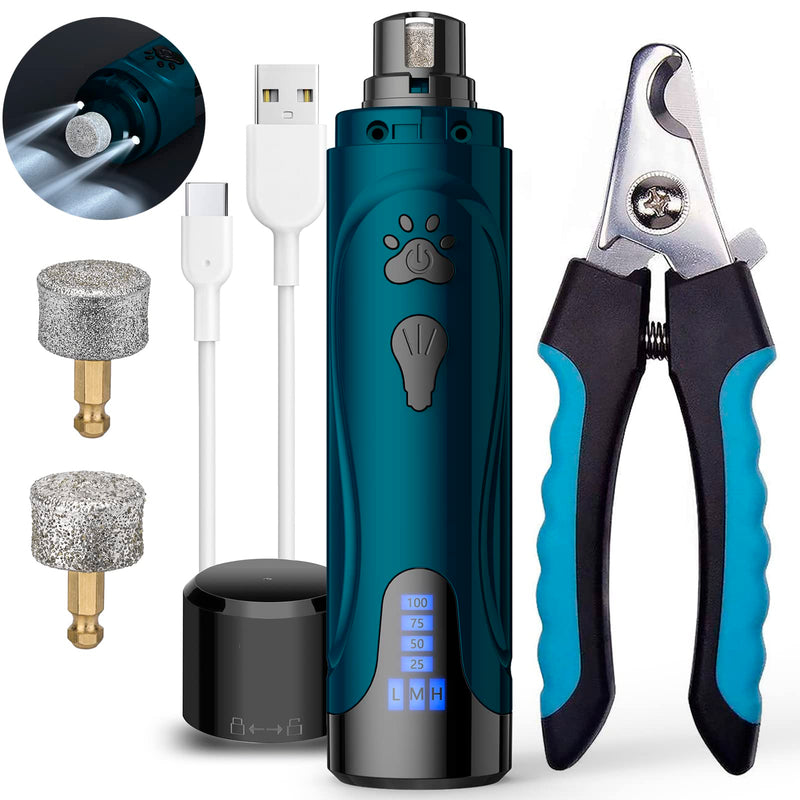 YABIFE Claw Grinder for Dogs, Electric Dog Claw Trimmer, Super Quiet Dog Claw File, Animal Claw Grinder for Small Large Dogs Cats Claw Care & Grooming, 3 Speeds Blue - PawsPlanet Australia