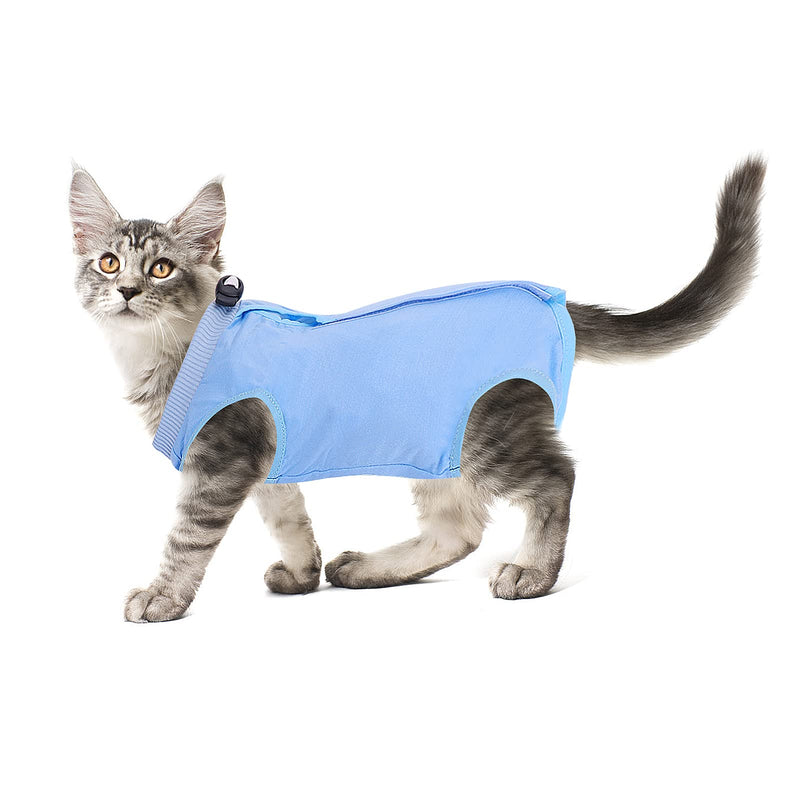 cobee Professional Cat Recovery Suit for Abdominal Wounds or Skin Diseases Kitten Surgery Recovery Suit E-Collar Alternative for Cats and Dogs Post Surgery (S, Blue) Size S, Blue - PawsPlanet Australia