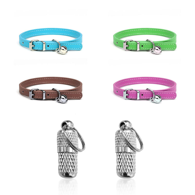 4 Pack Leather Dog Collars with Bell Adjustable Safety Buckle Quick Release Cute Kitten Collars (4 Colors) - PawsPlanet Australia